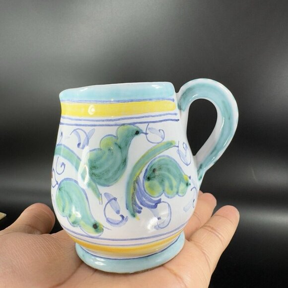 Hand Painted Italian Tuscan Pottery Small Pitcher Creamer Hand Crafted Italy VTG - Picture 13 of 15